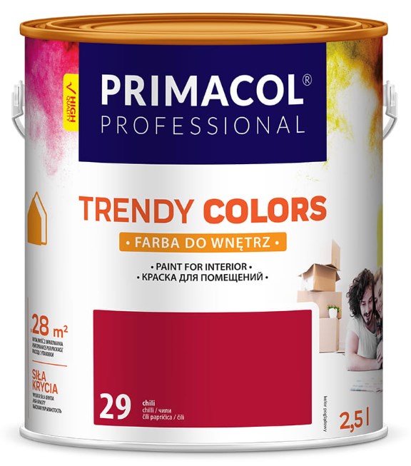 Farba akrylowa Trendy Colors 2,5 l mat chili do ścian i sufitów
